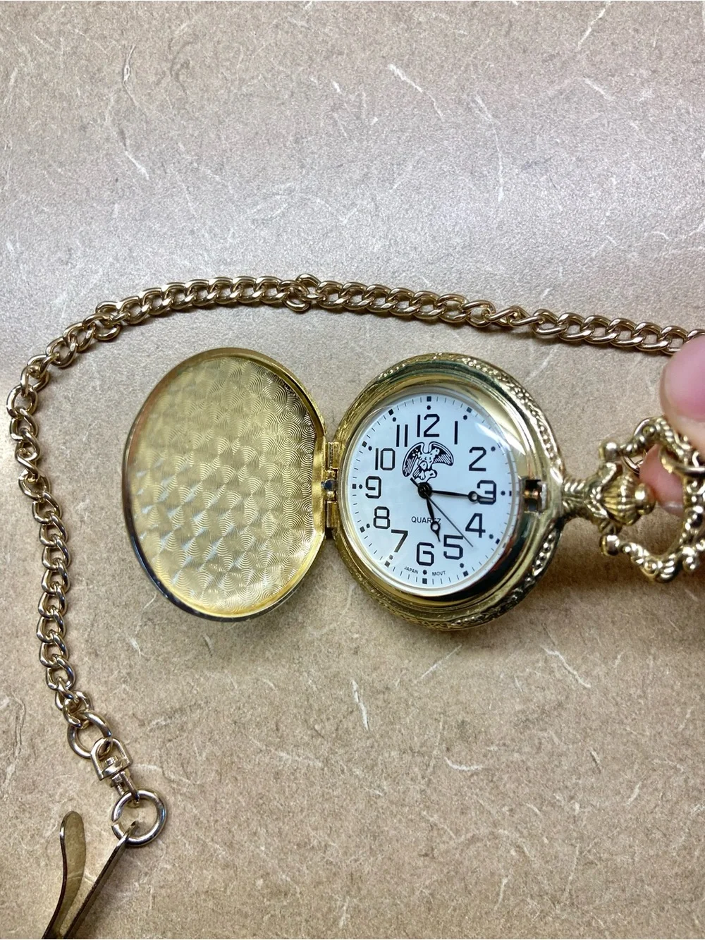 Gold-Tone Eagle Pocket Watch Pendant Necklace